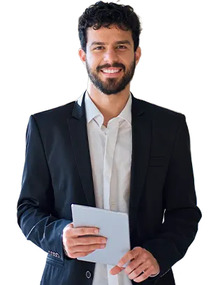 Well dressed man holding document